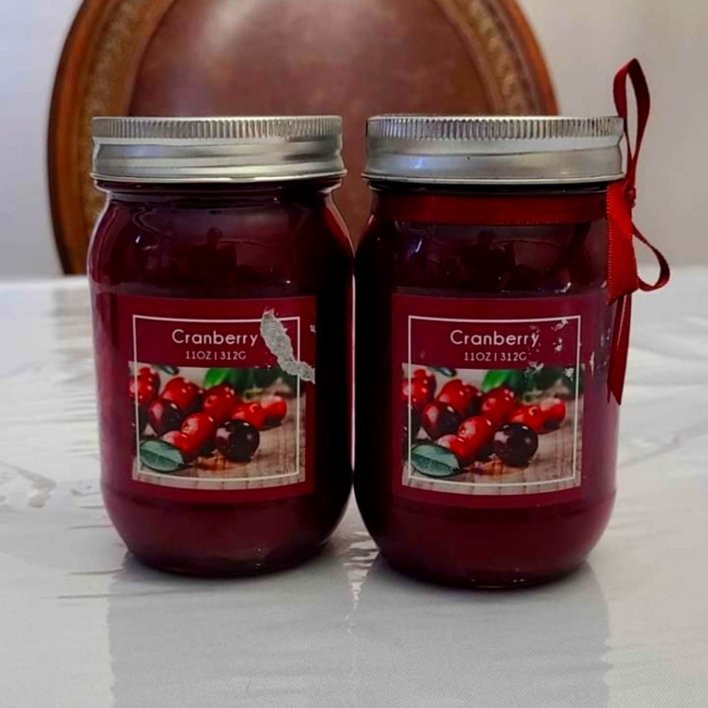 Set of 2 - Cranberry Candles - New